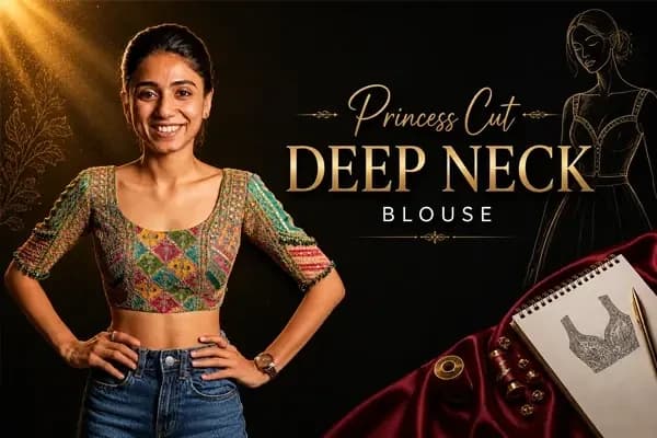 Princess Cut Deep Neck Blouse