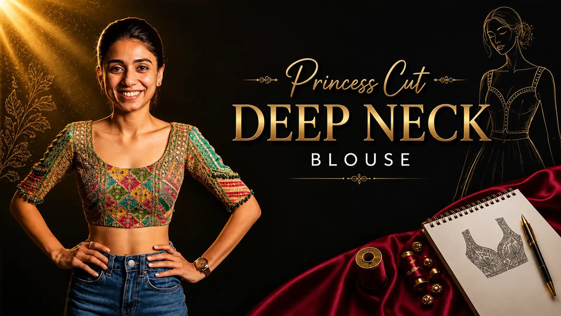 Princess Cut Deep Neck Blouse - Raja Rani Academy