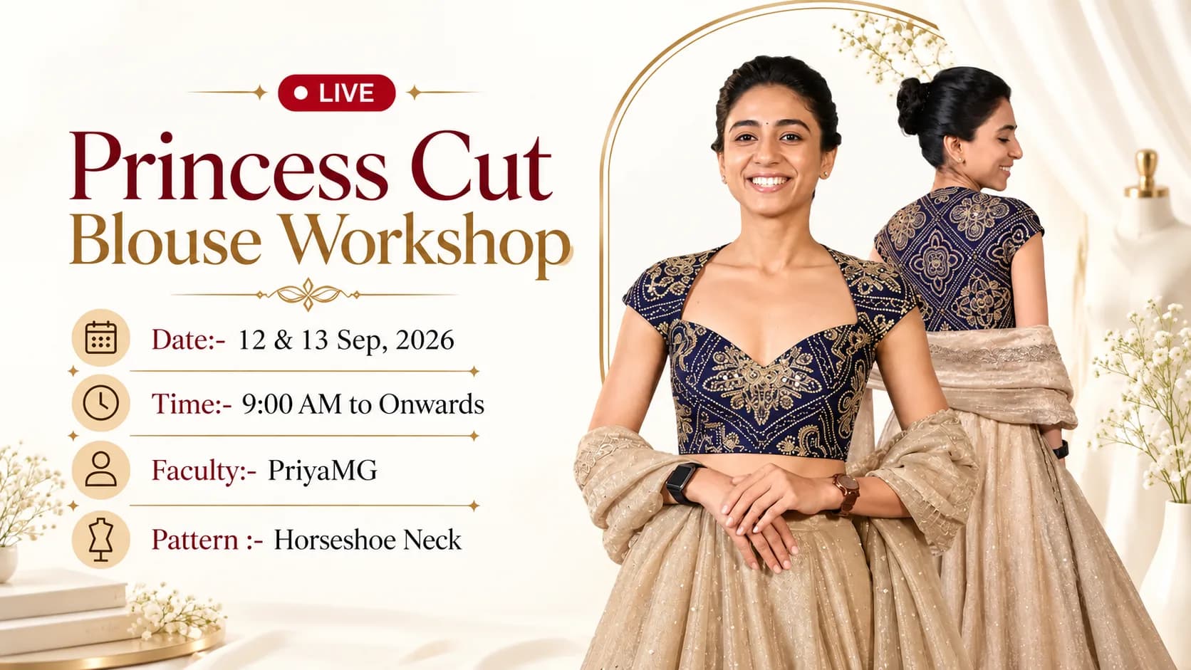 Live Princess Cut Blouse Workshop - Raja Rani Academy