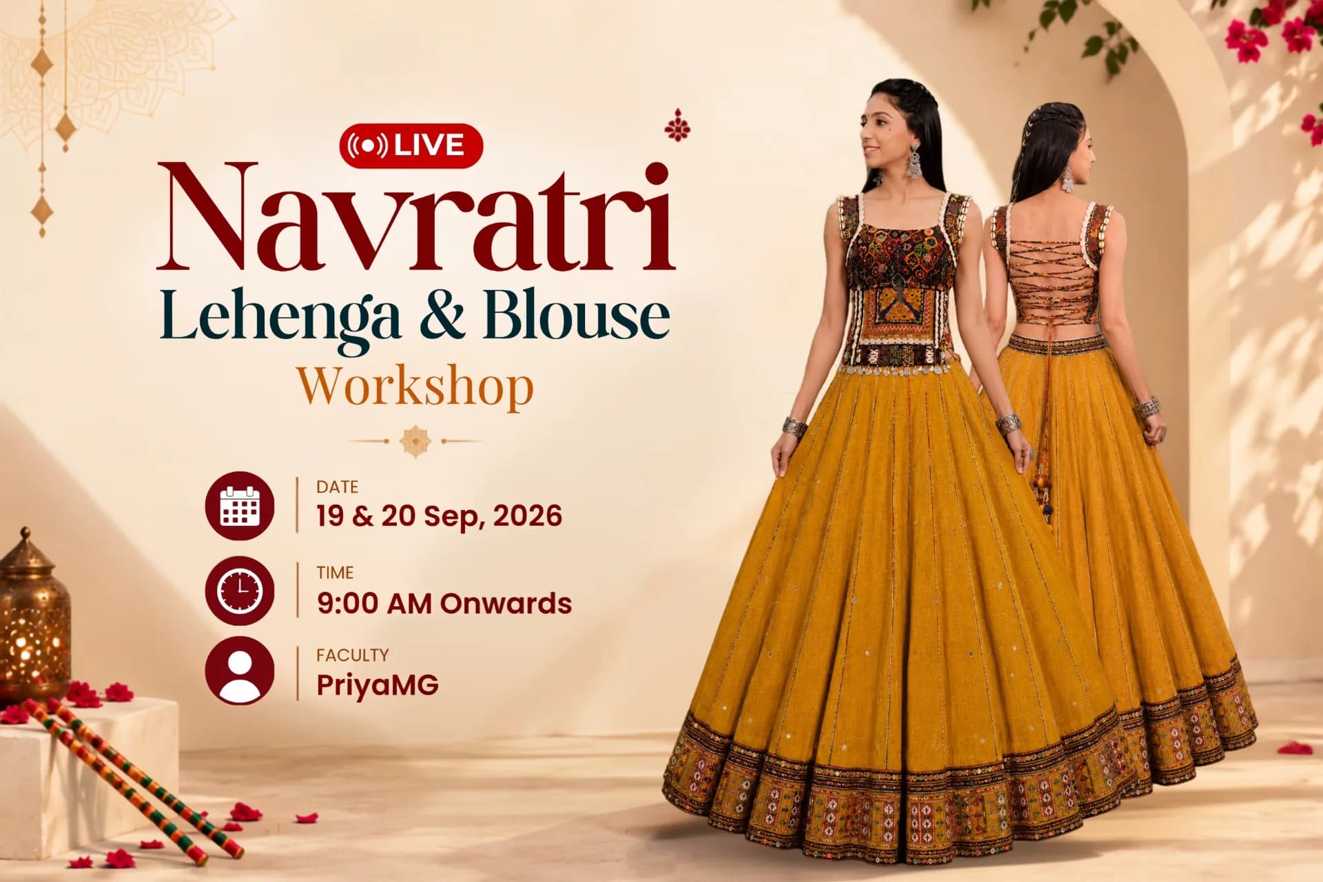 Live Navratri Lehenga & Blouse Workshop - Raja Rani Academy